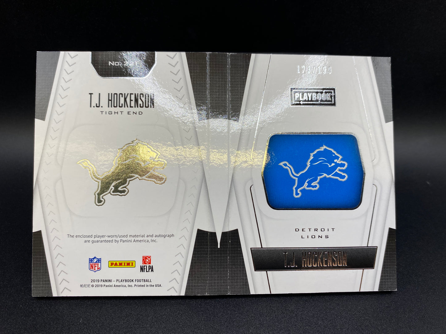 T.J. Hockenson 123/199 Booket Auto Patch