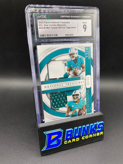 2023 Tyreek Hill/Tua Tagovailoa Gear Combo Materials CGC 9