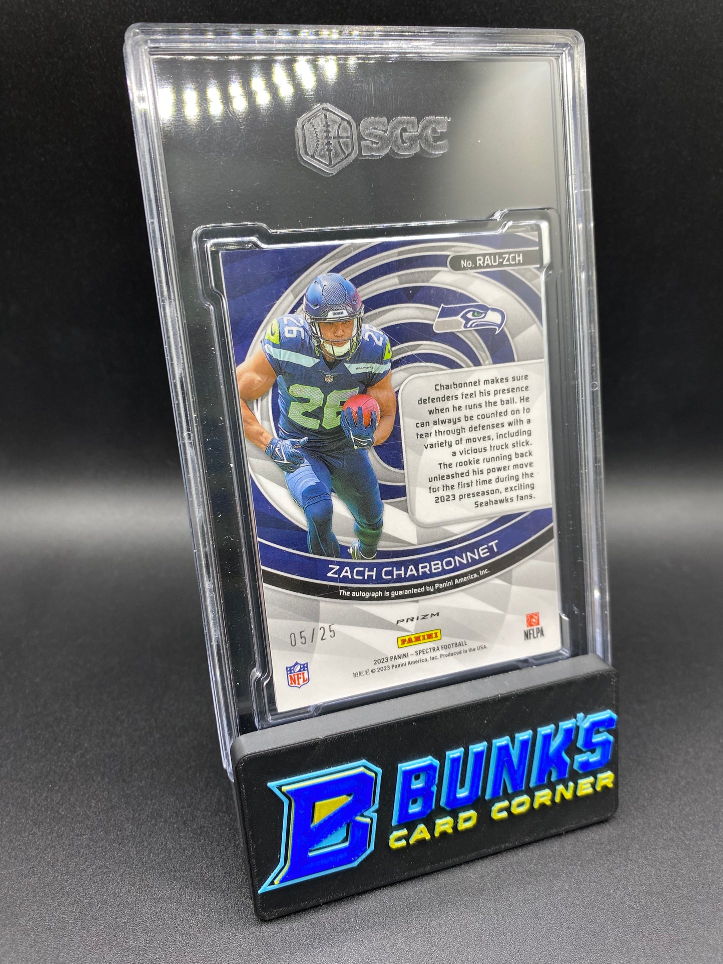 2023 Zach Charbonnet Auto Rc Meta Prizm 5/25 SGC 10/9