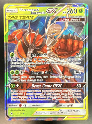 Pheromosa & Buzzwole Tag Team Sun Moon Unbroken Bonds #1/214 Holo LP