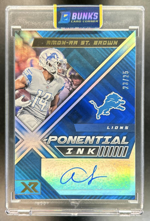 Amon-Ra St. Brown 2022 Panini XR #XPI-ARS X Ponential Ink Blue 23 Auto Lions