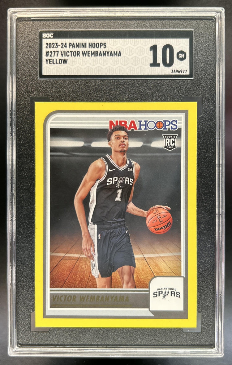 Victor Wembanyama 2023-24 Panini Hoops #277 Yellow RC Spurs SGC 10