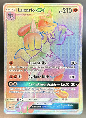 Lucario GX Sun & Moon Forbidden Light #135/131 Rainbow Rare