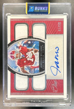 Jameson Williams 2022 Panini Chronicles Draft Picks #ONE-JWI One Quad Patch Auto 47/99 RC Crimson Tide