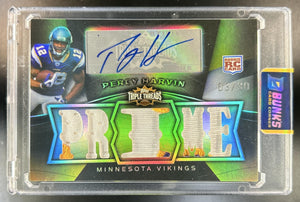Percy Harvin 2009 Topps Triple Threads #127 3/30 Rookie Auto Relic Prime Printing Plates Black RC Vikings