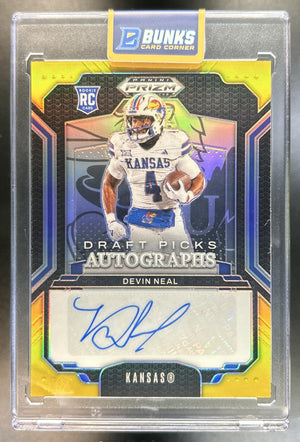 Devin Neal 2025 Panini Prizm Draft Picks #DPA-DNL Auto Gold Jayhawks