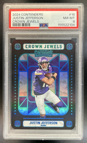 Justin Jefferson 2024 Panini Contenders #16 Crown Jewels Vikings PSA 8