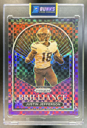 Justin Jefferson 2022 Panini Prizm #B-10 Brilliance Prizms Purple Power Vikings 22/49
