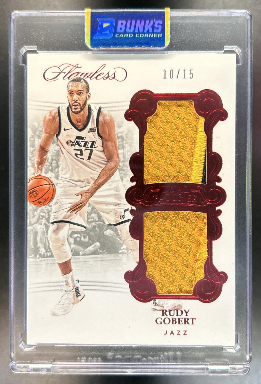Rudy Gobert 2017-18 Panini Flawless #DP-RGB Dual Patches Ruby 10/15 Jazz