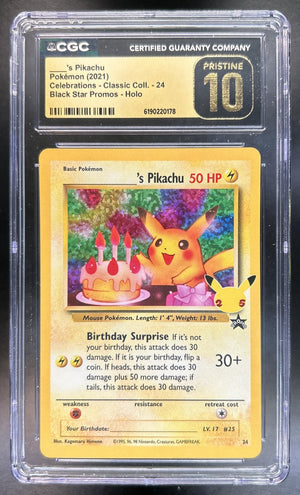 Birthday Pikachu Sword & Shield Celebrations #24 Classic Collection CGC Pristine 10