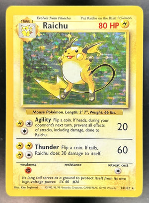 Raichu Unlimited #14/102 Set Rare Holo LP