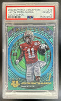 Jaxon Smith-Njigba University Inception #72 Green Foil 100/199 PSA 10