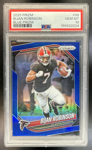 Bijan Robinson 2025 Panini Prizm #96 Blue Falcons PSA 10 *Population 1*