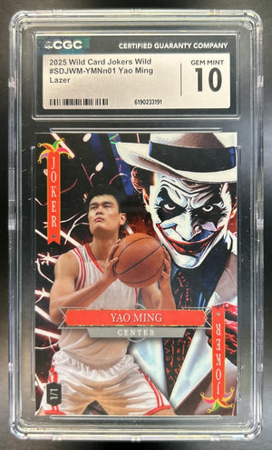 Yao Ming Wild Card #SDJWM-YMNn01 2025 Jokers Wild 1/1 Lazer CGC 10