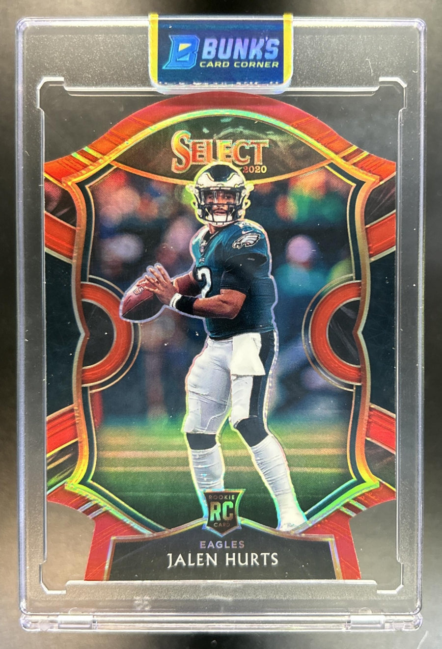 Jalen Hurts 2020 Panini Select #50 Red Prizm Die Cut RC Concourse Eagles