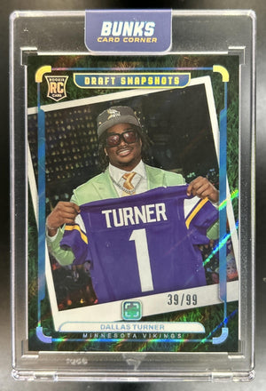 Dallas Turner 2024 Panini Photogenic #3 Draft Snapshots Blue 39/99 RC Vikings