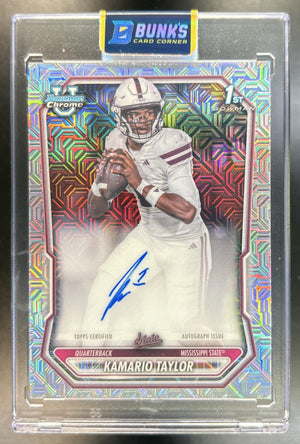 Kamario Taylor 2026 Bowman #BCPA-KT Chrome Auto Mojo Refractor 1st Prospect Bulldogs