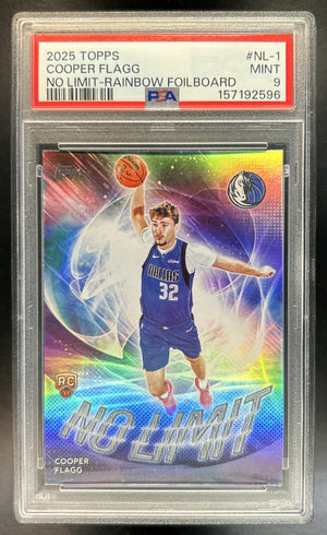 Cooper Flagg 2025-26 Topps #NL-1 No Limit Rainbow Foil RC Mavericks PSA 9