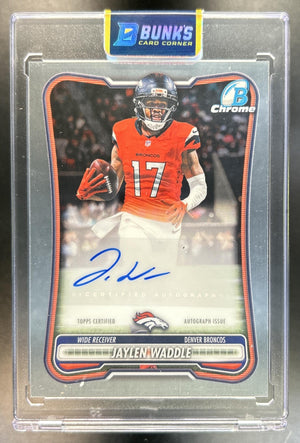 Jaylen Waddle 2026 Bowman #BCA-JWA Chrome Auto Broncos