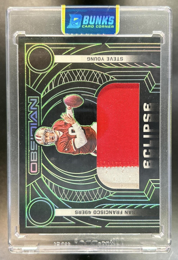 Steve Young 2022 Panini Obsidian #ECL-SYO Eclipse Electric Etch Green 47/50 49ers