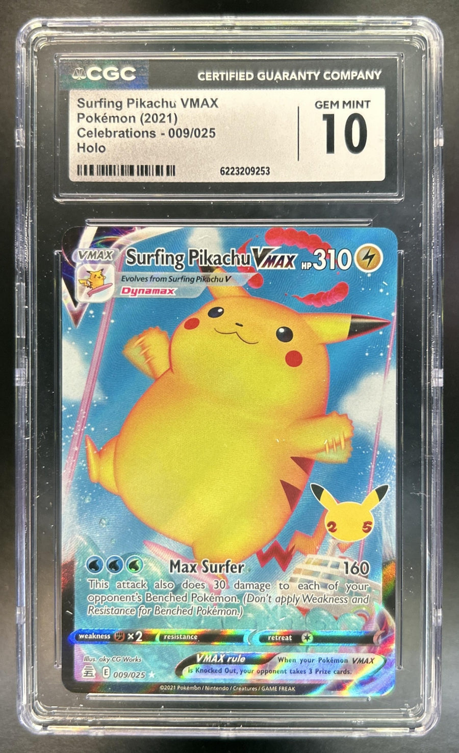 Surfing Pikachu VM Sword & Shield Celebrations #009/025 CGC 10