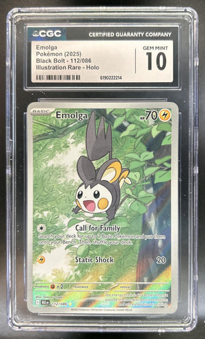 Emolga Black Bolt #112/086 Illustration Rare CGC 10