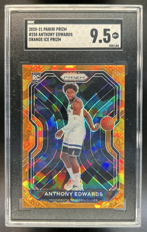 Anthony Edwards 2020-21 Panini Prizm #258 Orange Ice Prizms RC Timberwolves SGC 9.5