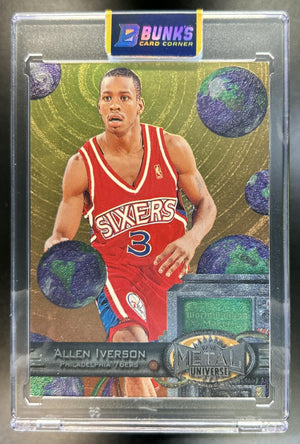 Allen Iverson 1997-98 Skybox Metal Universe #20 Reebok Gold 76ers