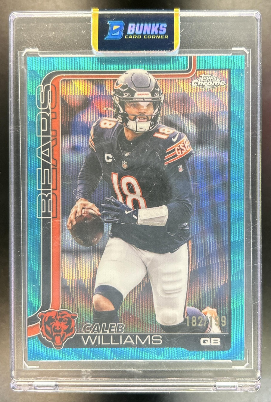 Caleb Williams 2025 Topps Chrome #52 Aqua Wave Refractor 182/199 Bears