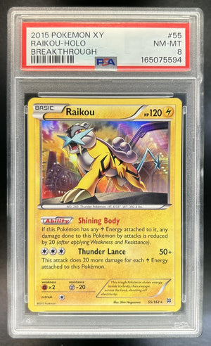 Raikou XY BREAKthrough #55/162 Holo PSA 8