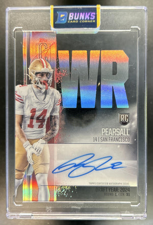 Ricky Pearsall 2024 Topps Signature Class #RCC-RP Rookie Crystal Clear Auto RC 49ers