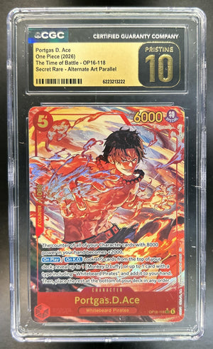 Portgas.D.Ace The Time of Battle #OP16-118 Secret Rare CGC Pristine 10