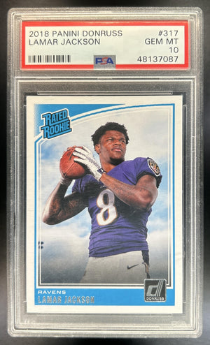 Lamar Jackson 2018 Panini Donruss #317 RC Ravens PSA 10