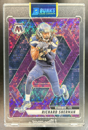 Richard Sherman 2025 Panini Mosaic #222 Purple Scope Prizm 41/50 Seahawks