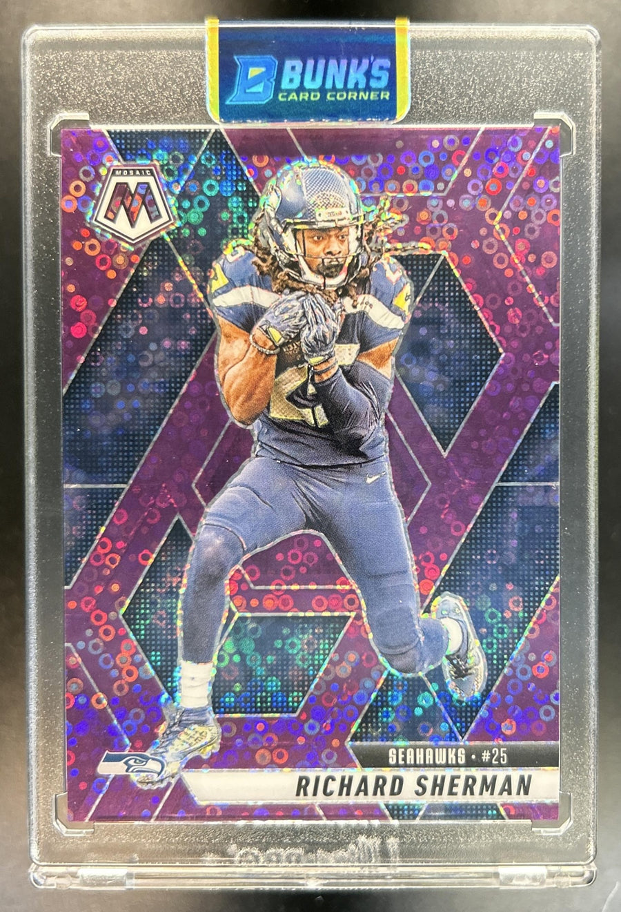 Richard Sherman 2025 Panini Mosaic #222 Purple Scope Prizm 41/50 Seahawks