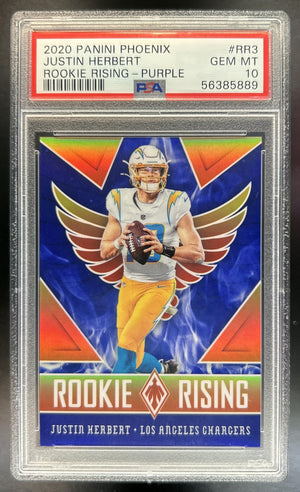 Justin Herbert 2020 Panini Immaculate Collection #RR3 Rookie Reserve Brand Logo MEM RC Chargers PSA 10