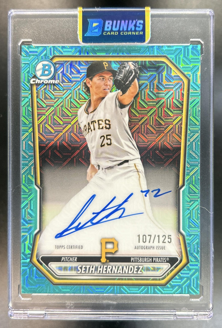 Seth Hernandez 2026 Bowman Mega Box #BMA-SH Chrome Prospect Auto Aqua Mojo Refractor 107/125 Pirates