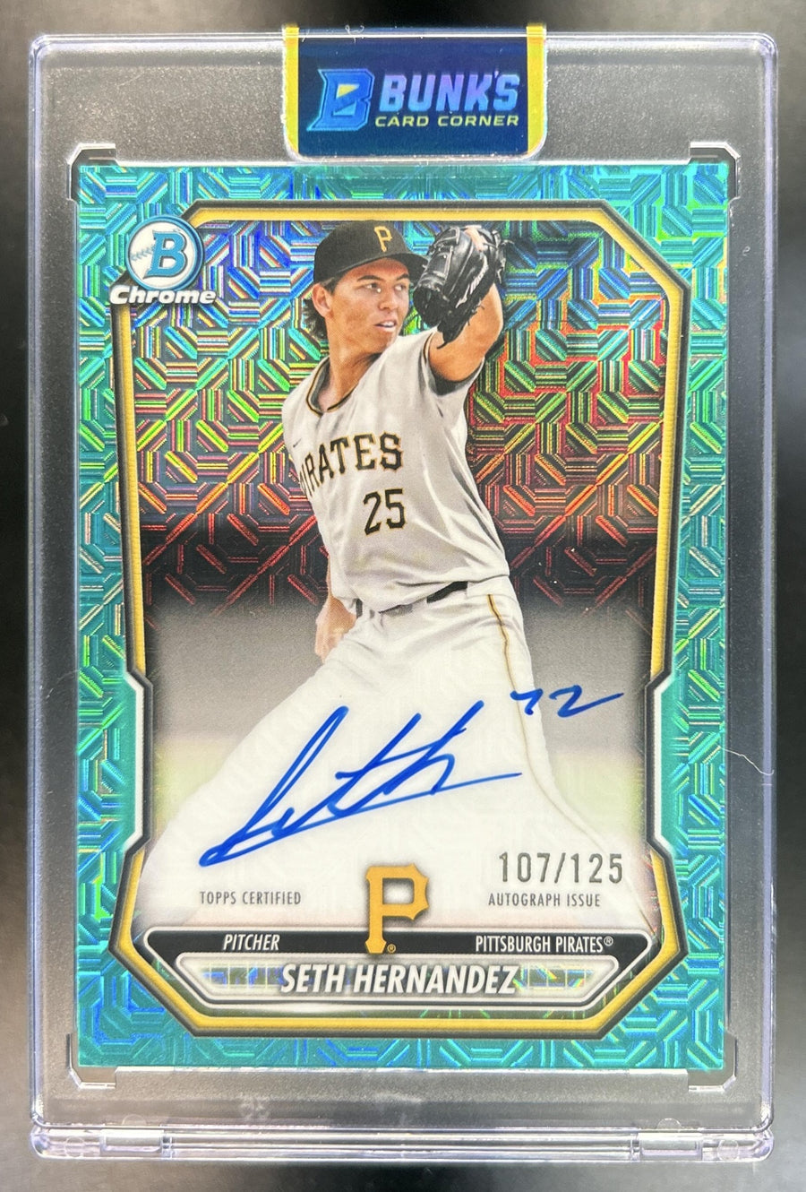Seth Hernandez 2026 Bowman Mega Box #BMA-SH Chrome Prospect Auto Aqua Mojo Refractor 107/125 Pirates