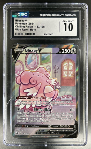 Blissey V 2021 Pokemon Sword & Shield Chilling Reign #183/198 Alternate Full Art Ultra Rare CGC 10