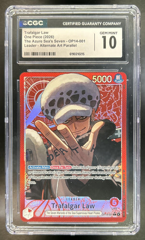 Trafalgar Law Azure Sea's Seven #OP14-001 Leader Alternative Art CGC 10