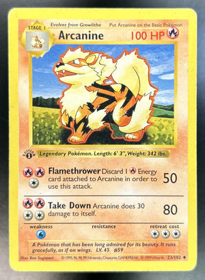 Arcanine Shadowless #23/102 1st Edition Set HP