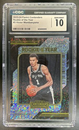 Victor Wembanyama 2023-24 Panini Contenders #3 Rookie of the Year RC Spurs CGC 10