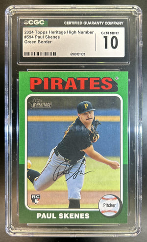Paul Skenes 2024 Topps Heritage High Number #594 RC Pirates CGC 10
