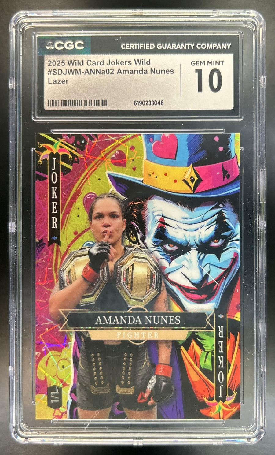 Amanda Nunes 2025 Wild Card Jokers Wild Lazer CGC 10