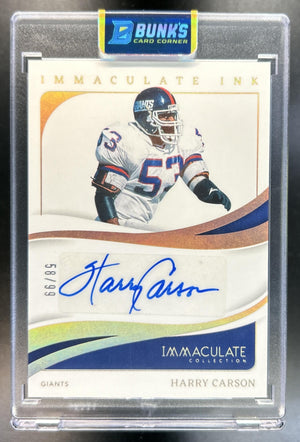 Harry Carson 2024 Panini Immaculate #II-HCN Ink Signatures 58/99 Auto Giants