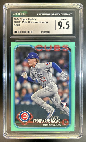 Pete Crow-Armstrong 2024 Topps Update #US91 Aqua RC Cubs CGC 9.5