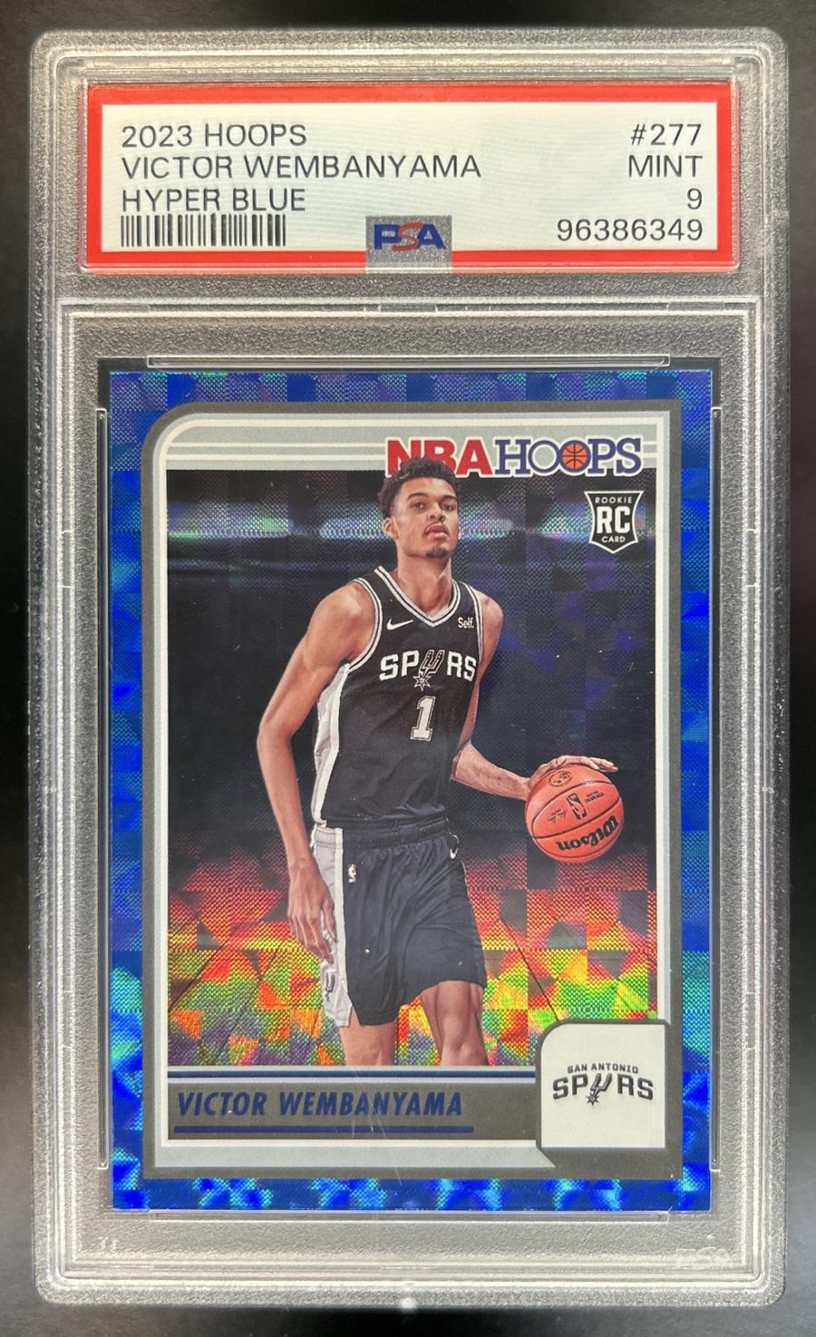 Victor Wembanyama 2023-24 Panini Hoops #277 Hyper Blue RC Spurs PSA 9