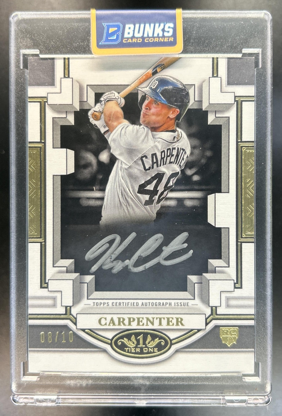 Kerry Carpenter 2023 Topps Tier One #BOA-KC Break Out Auto Silver Ink 8/10 RC Tigers