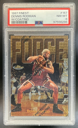 Dennis Rodman 1997-98 Topps Finest #167 Gold Bulls PSA 8