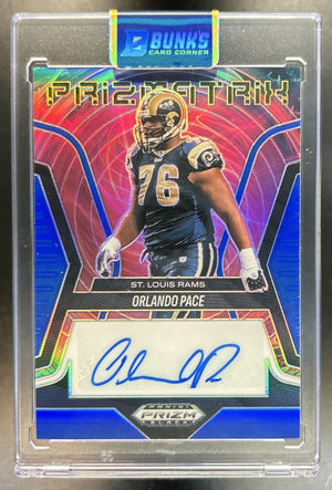 Orlando Pace 2025 Panini Prizm Black #PS-OPE Prizmatrix Signatures Blue 23/49 Auto Rams
